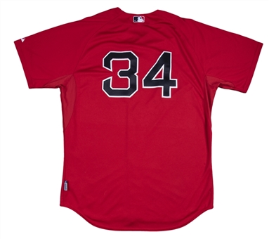 2015 David Ortiz Game Used Boston Red Sox Red Home Jersey Worn On 9/25/2015 Passing Ernie Banks For Career RBI Total & Passing Wade Boggs In All-Time Doubles (MLB Authenticated)